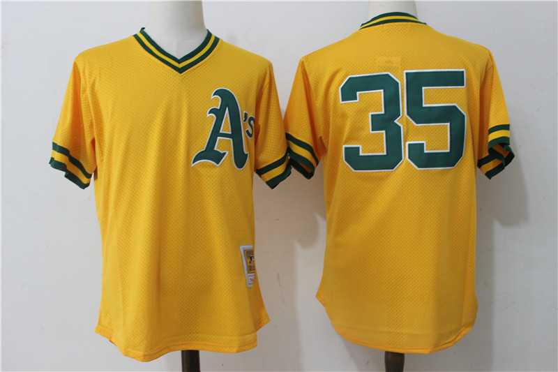 Oakland Athletics #35 Rickey Henderson Yellow Cooperstown Collection Batting Practice Jersey,We sell and wholesale Oakland Athletics #35 Rickey Henderson Yellow Cooperstown Collection Batting Practice Jersey on line form chian!